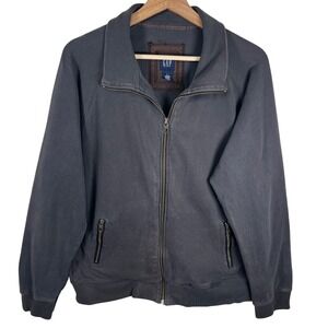 GAP Mens Full Zip Collared Cotton Sweatshirt 90s Jacket Charcoal Gray Size L